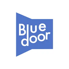 Official logo of Blue Door Foundation, featuring a stylized blue door with the organization's name.